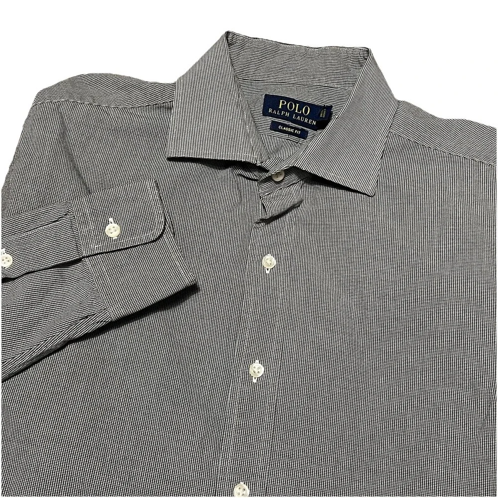 Polo by Ralph Lauren Men's Classic Fit Black & White Micro-Stripe Dress Shirt
